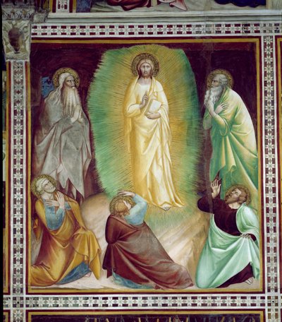 Verklärung Christi, aus einer Serie von Szenen des Neuen Testaments von Barna da Siena